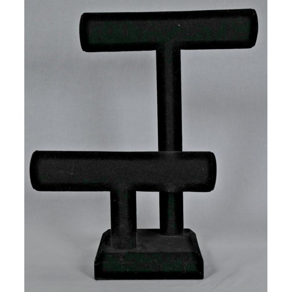 2 Tier Velvet T-Bar Jewelry Stand Display Jewelry Organizer Bracelet Holder - Picture 2 of 6